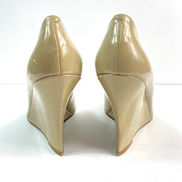 NINE WEST Nude Patent Leather Peeptoe Wedges - Picture 6 of 7